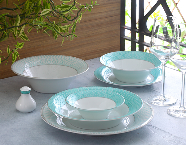 سرویس چینی زرین 35 پارچه ژانتی فیروزه ای 